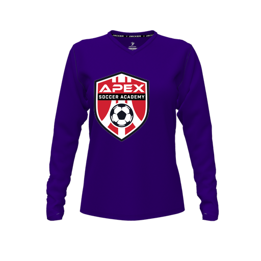 [CUS-DFW-TEES-CMF-VNK-LSL-PUR-FYXS-LOGO1] Comfort T-Shirt (Female Youth XS, Purple, V Neck, Logo 1, Long Sleeve)