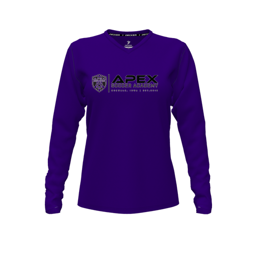 [FTLVCFPP-FYXS-LOGO3] Decker Comfort T-Shirt (Female Youth XS, Purple, V Neck, Logo 3, Long Sleeve)