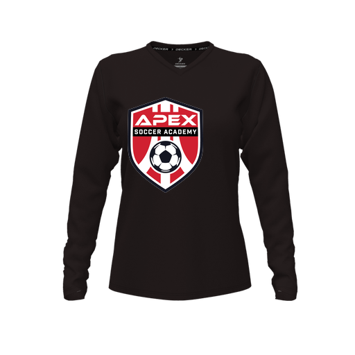 [CUS-DFW-TEES-PER-VNK-LSL-BLK-FYXS-LOGO1] Performance T-Shirt (Female Youth XS, Black, V Neck, Logo 1, Long Sleeve)