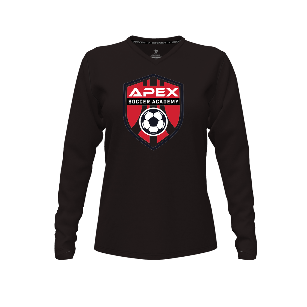 [CUS-DFW-TEES-CMF-VNK-LSL-BLK-FYXS-LOGO1] Decker Comfort T-Shirt (Female Youth XS, Black, Crew Neck, Long Sleeve, Logo 1)