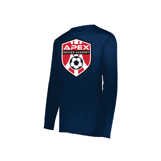 [222823.065.S-LOGO1] Youth LS Smooth Sport Shirt (Youth S, Navy, Logo 1)