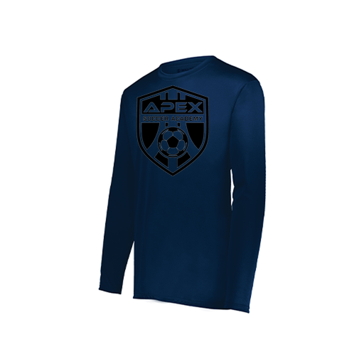[222823.065.S-LOGO2] Youth LS Smooth Sport Shirt (Youth S, Navy, Logo 2)