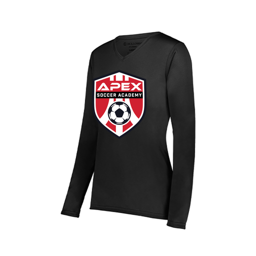 [222824.080.S-LOGO1] Ladies LS Smooth Sport Shirt (Female Adult S, Black, Logo 1)