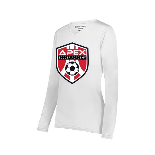 [222824.005.S-LOGO1] Ladies LS Smooth Sport Shirt (Female Adult S, White, Logo 1)