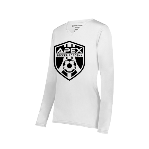 [222824.005.S-LOGO2] Ladies LS Smooth Sport Shirt (Female Adult S, White, Logo 2)