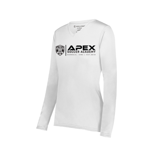 [222824.005.S-LOGO3] Ladies LS Smooth Sport Shirt (Female Adult S, White, Logo 3)