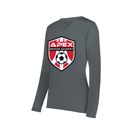 [222824.059.S-LOGO1] Ladies LS Smooth Sport Shirt (Female Adult S, Gray, Logo 1)