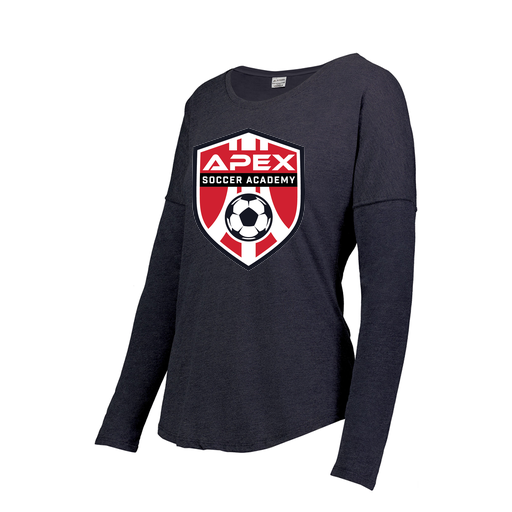 [3077.72N.XS-LOGO1] Ladies LS Ultra-blend T-Shirt (Female Adult XS, Navy, Logo 1)